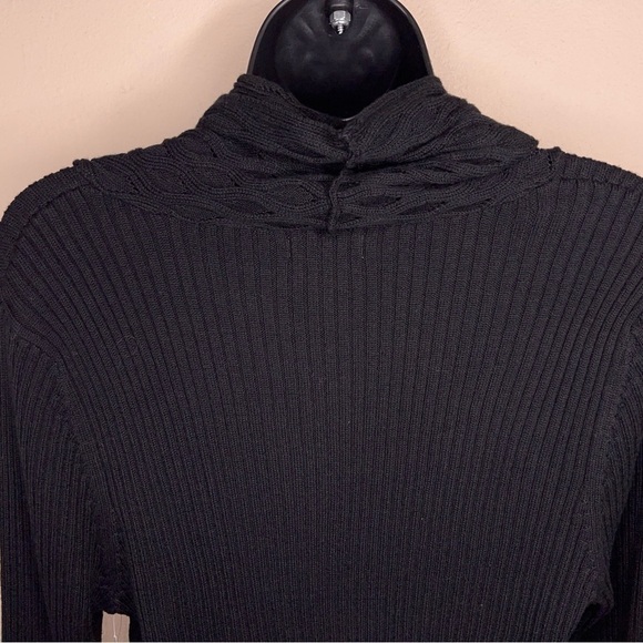 NEW XL CROFT AND BARROW BLACK COWL NECK KNIT SWEATER LONG SLEEVE - Picture 2 of 11